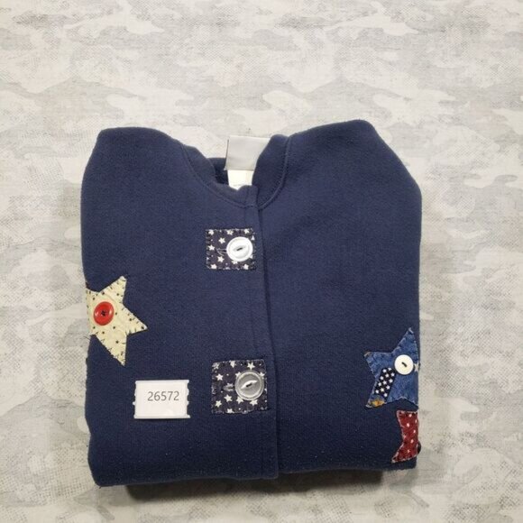 Vintage Brittania Levis Cardigan Womens Large Blue Made USA Fleece Long Sleeve - Picture 9 of 9